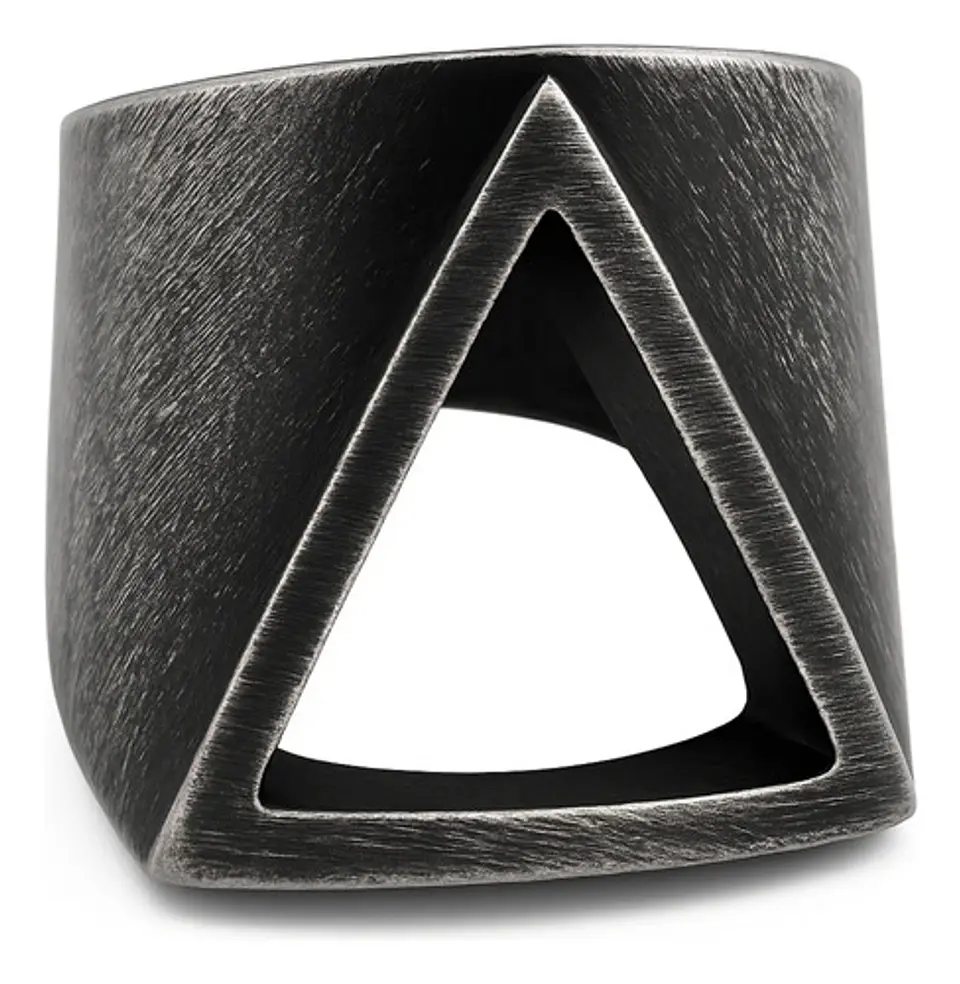 Anillo industrial en acero Para Hombres Triangular Polaco minimalista 3