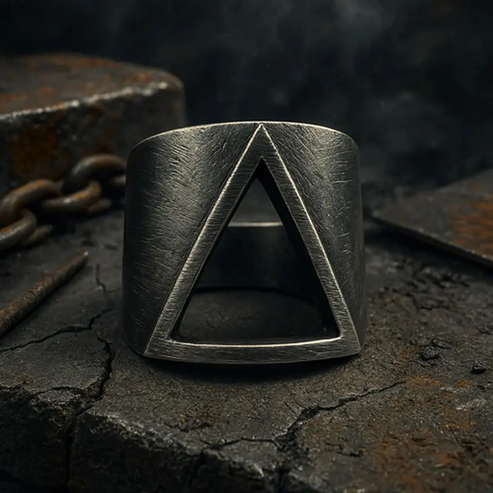 Anillo industrial en acero Para Hombres Triangular Polaco minimalista 8