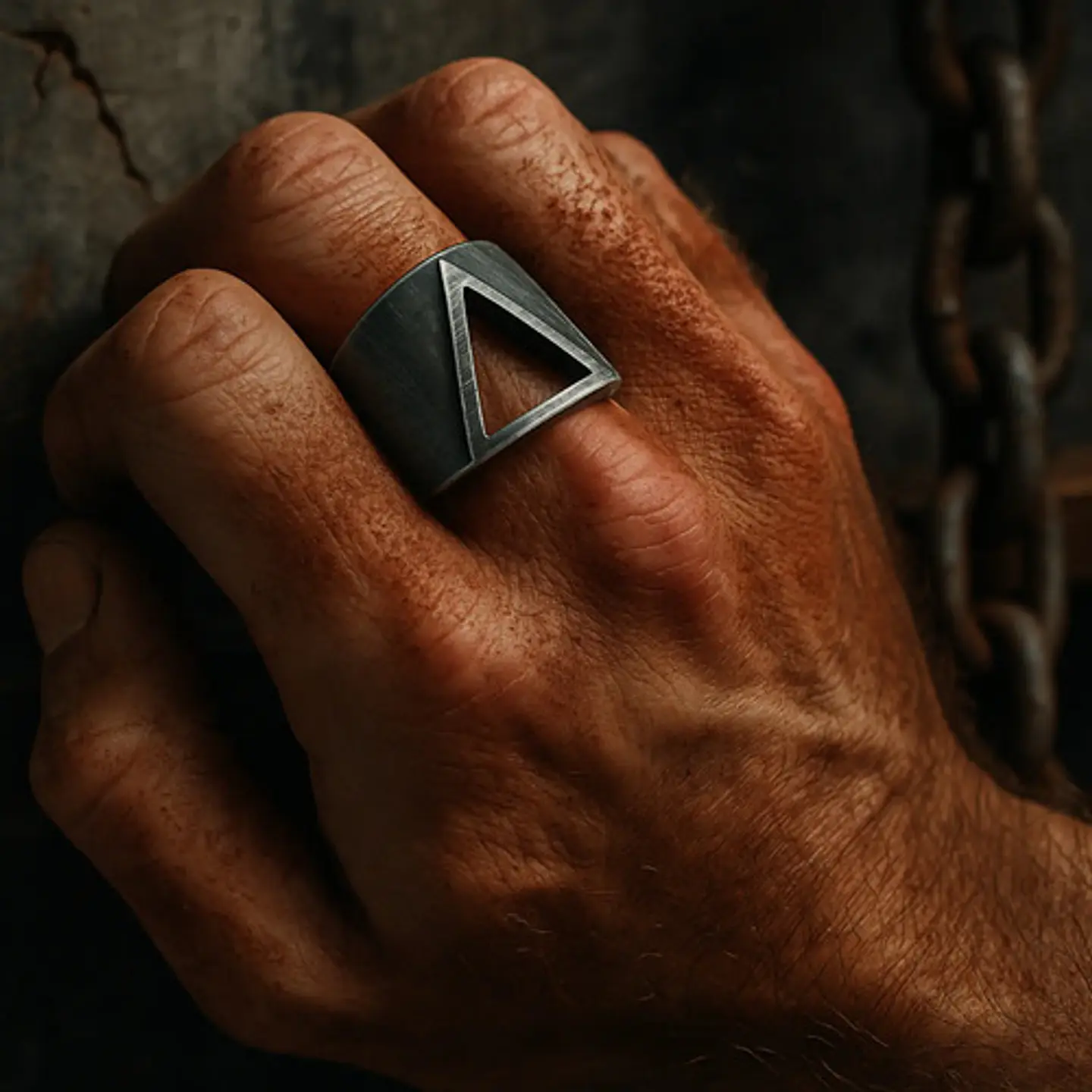 Anillo industrial en acero Para Hombres Triangular Polaco minimalista 9