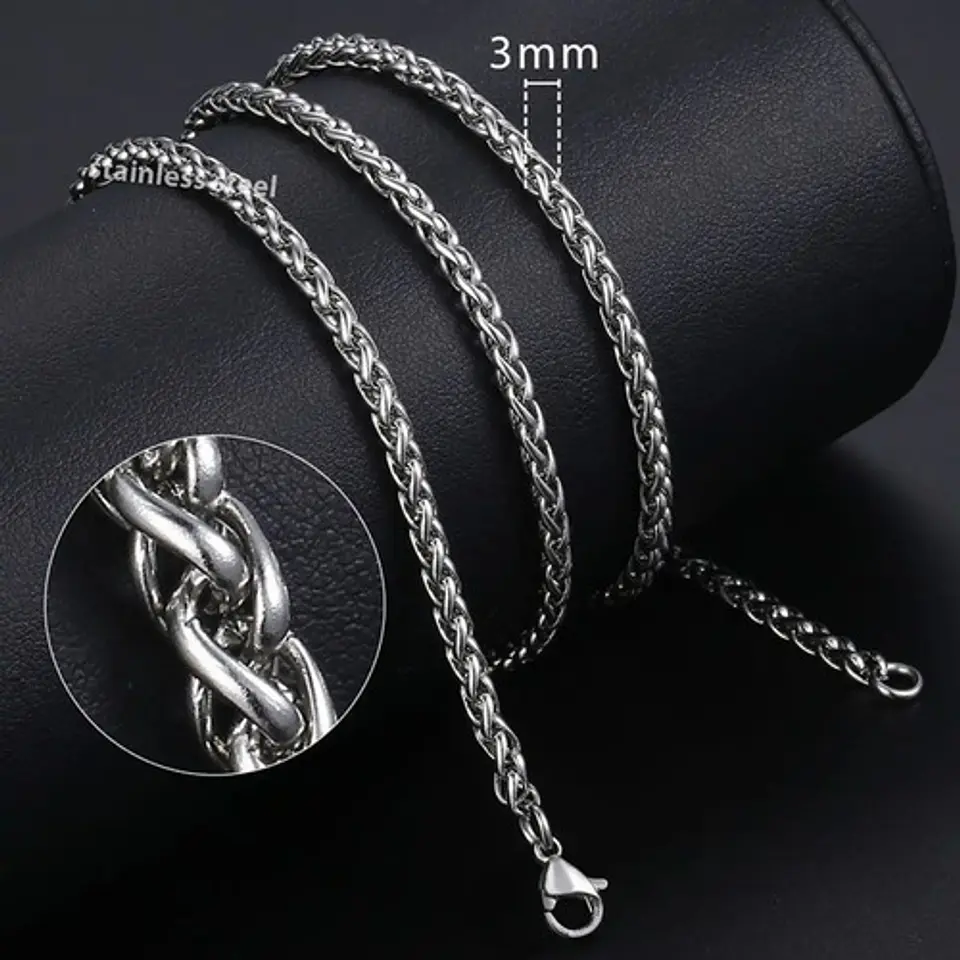Cadena 3mm Color Plata Acero Inoxidable Para Hombre Y Mujer  4