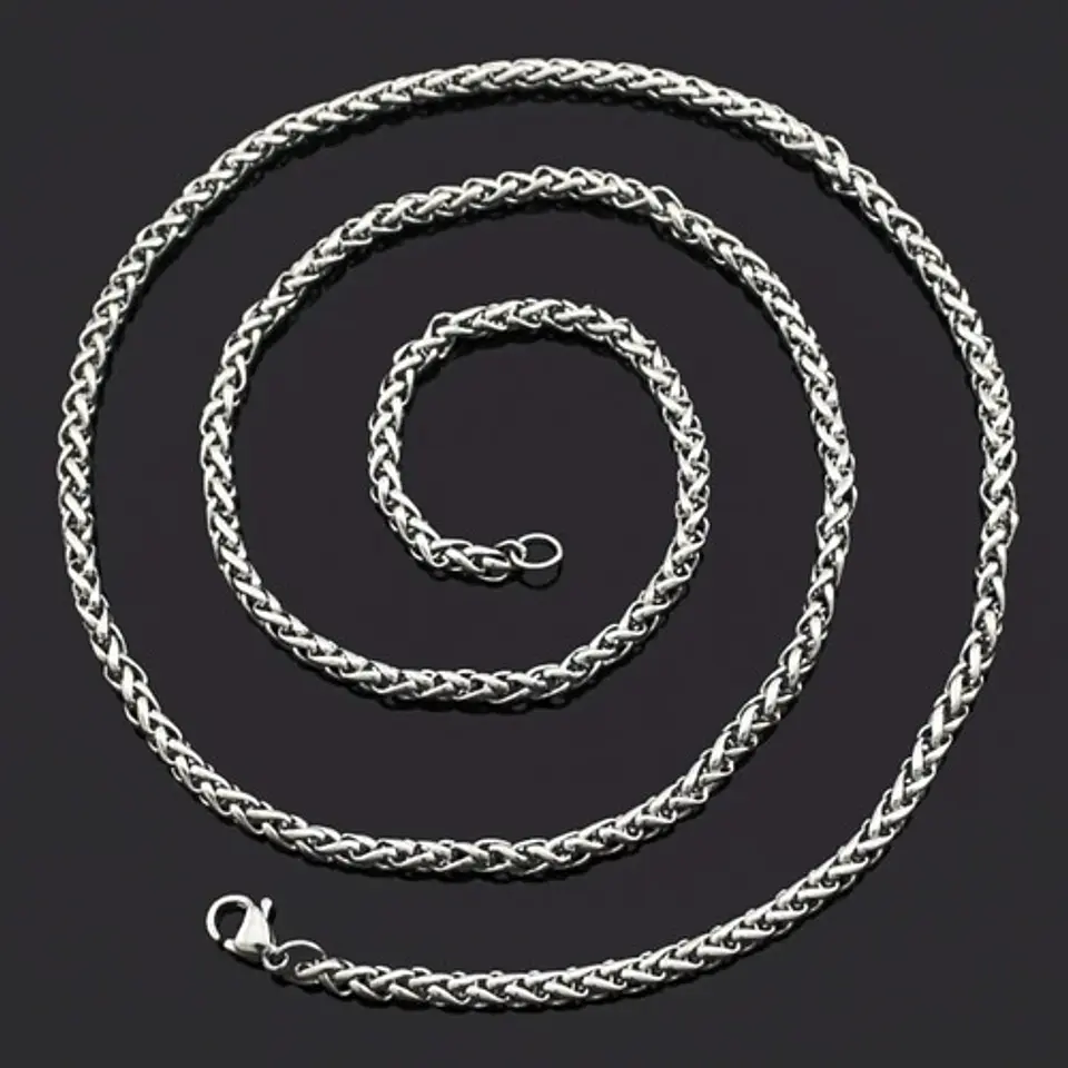 Cadena 3mm Color Plata Acero Inoxidable Para Hombre Y Mujer  7