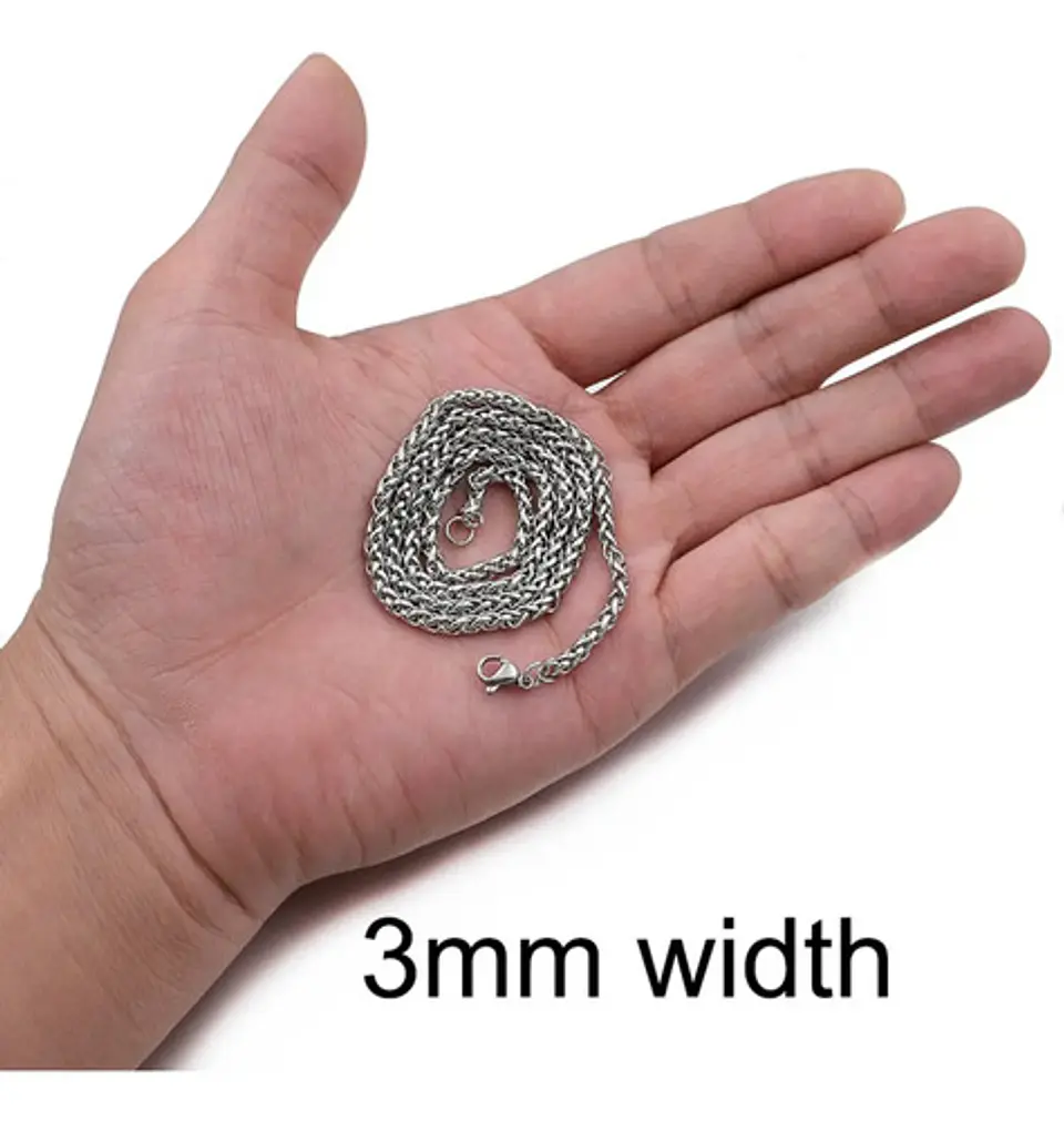 Cadena 3mm Color Plata Acero Inoxidable Para Hombre Y Mujer  9