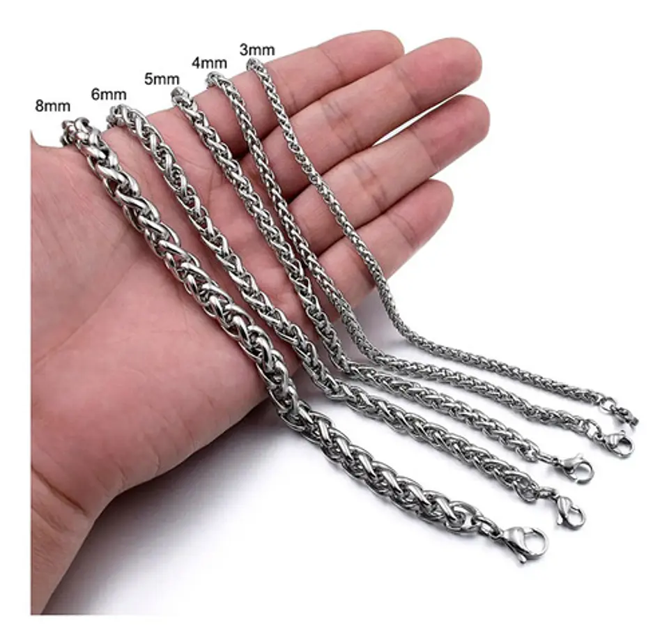 Cadena 3mm Color Plata Acero Inoxidable Para Hombre Y Mujer  10