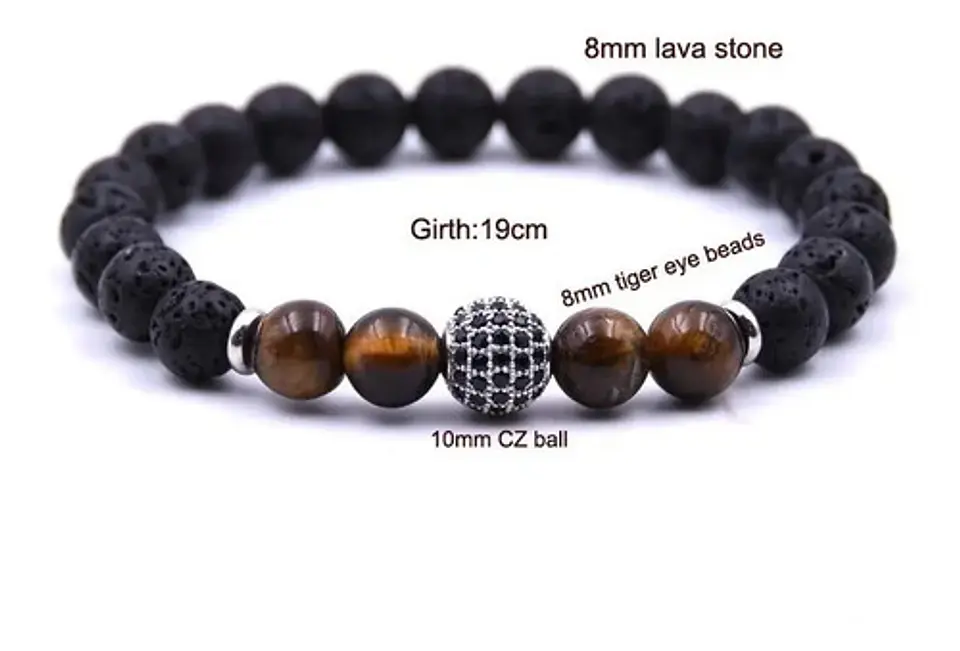 Pulsera para  Hombre Y Mujer Manilla con Piedras Naturales cuenta central Cristal Cz 5