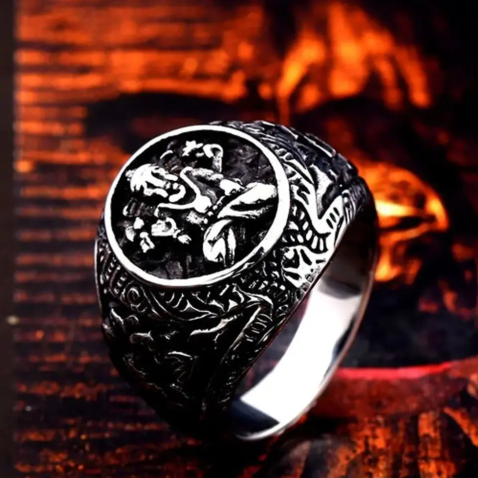 Anillo biker/punk en Acero para hombres forma de Ganesh Chakras  3