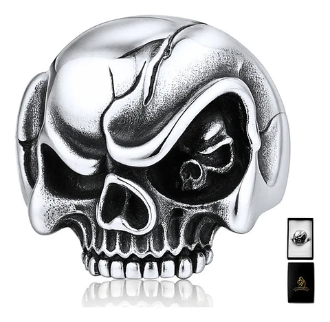 Anillo biker Para Hombres y mujeres en Acero forma cabeza Craneo Calavera