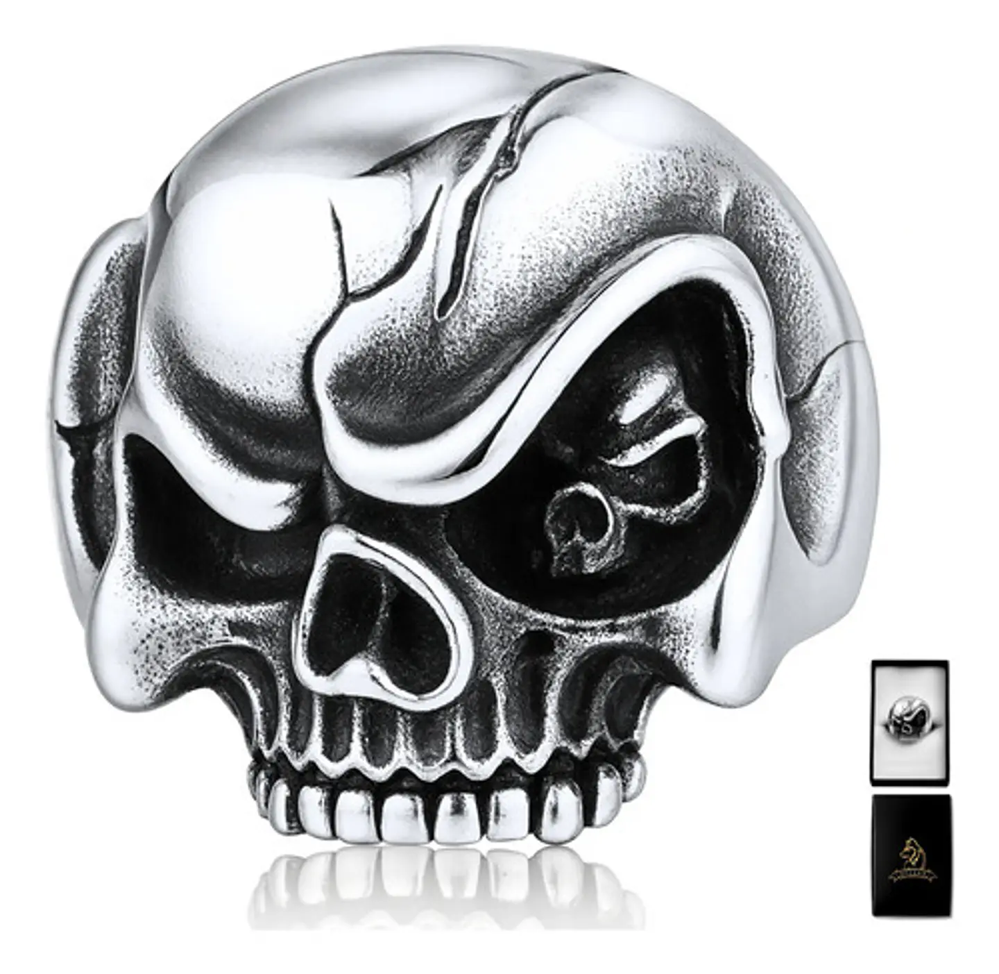 Anillo biker Para Hombres y mujeres en Acero forma cabeza Craneo Calavera 1