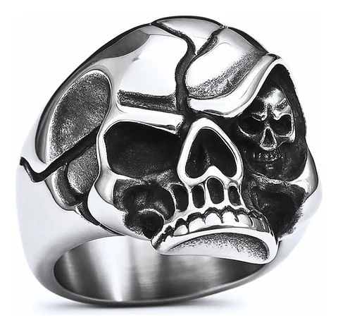 Anillo biker Para Hombres y mujeres en Acero forma cabeza Craneo Calavera