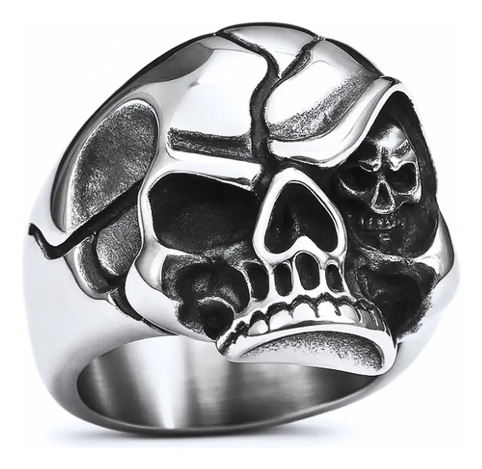 Anillo biker Para Hombres y mujeres en Acero forma cabeza Craneo Calavera 2