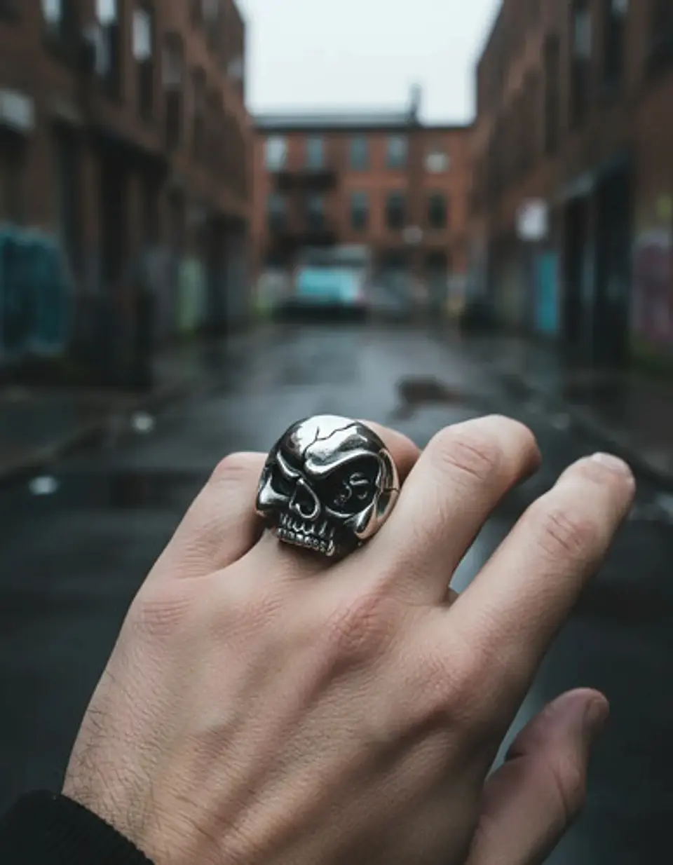 Anillo biker Para Hombres y mujeres en Acero forma cabeza Craneo Calavera 5