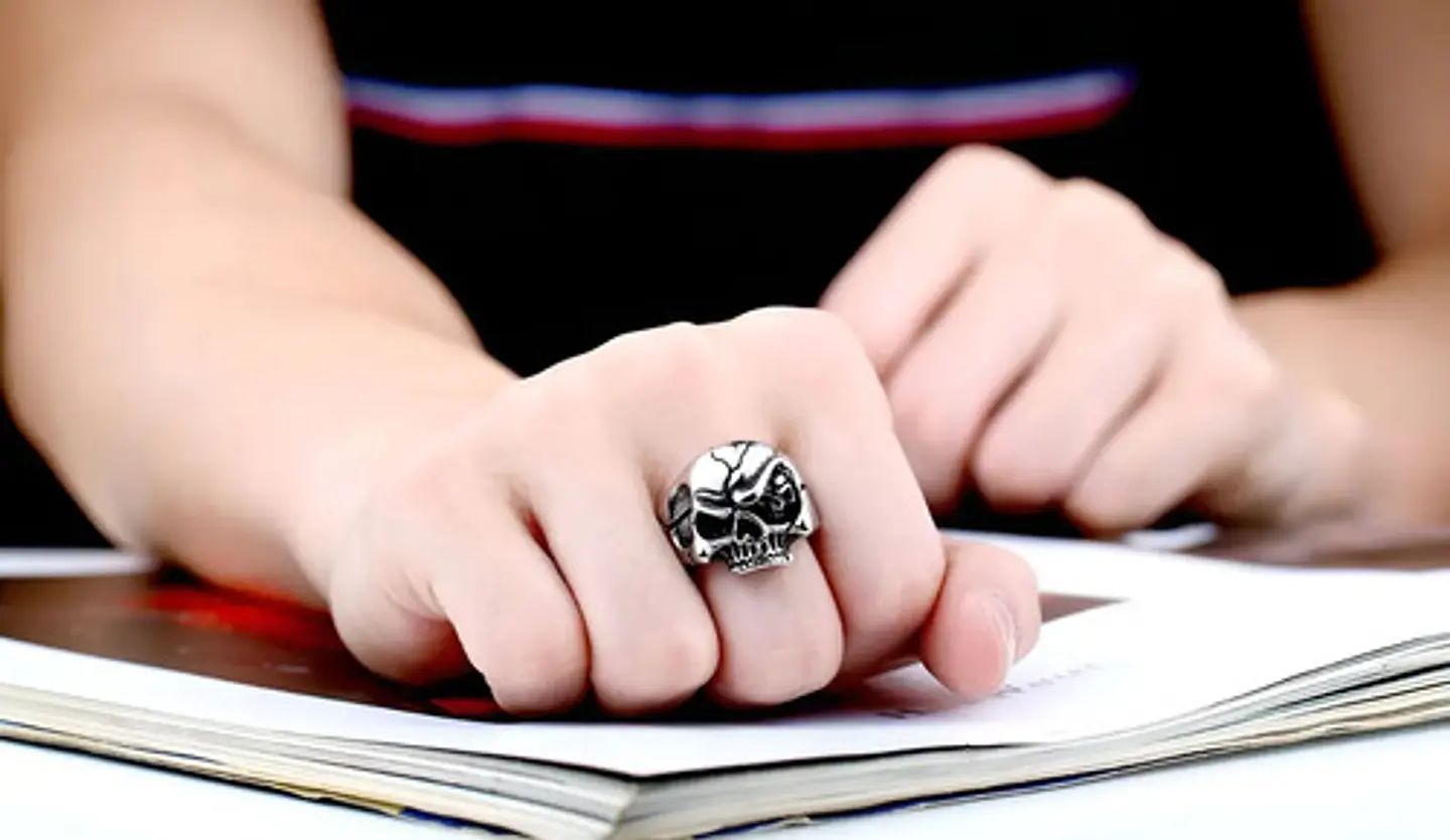 Anillo biker Para Hombres y mujeres en Acero forma cabeza Craneo Calavera 7