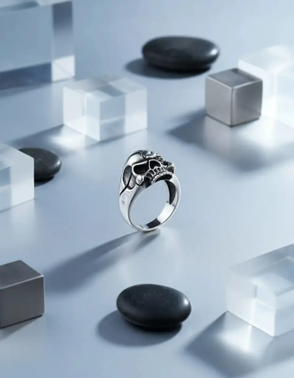 Anillo biker Para Hombres y mujeres en Acero forma cabeza Craneo Calavera 9
