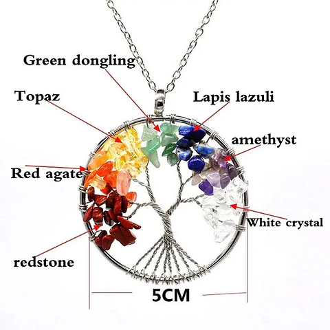 Collar para hombre y mujer dije Árbol De Vida Piedras Naturales Chakras Reiki 
