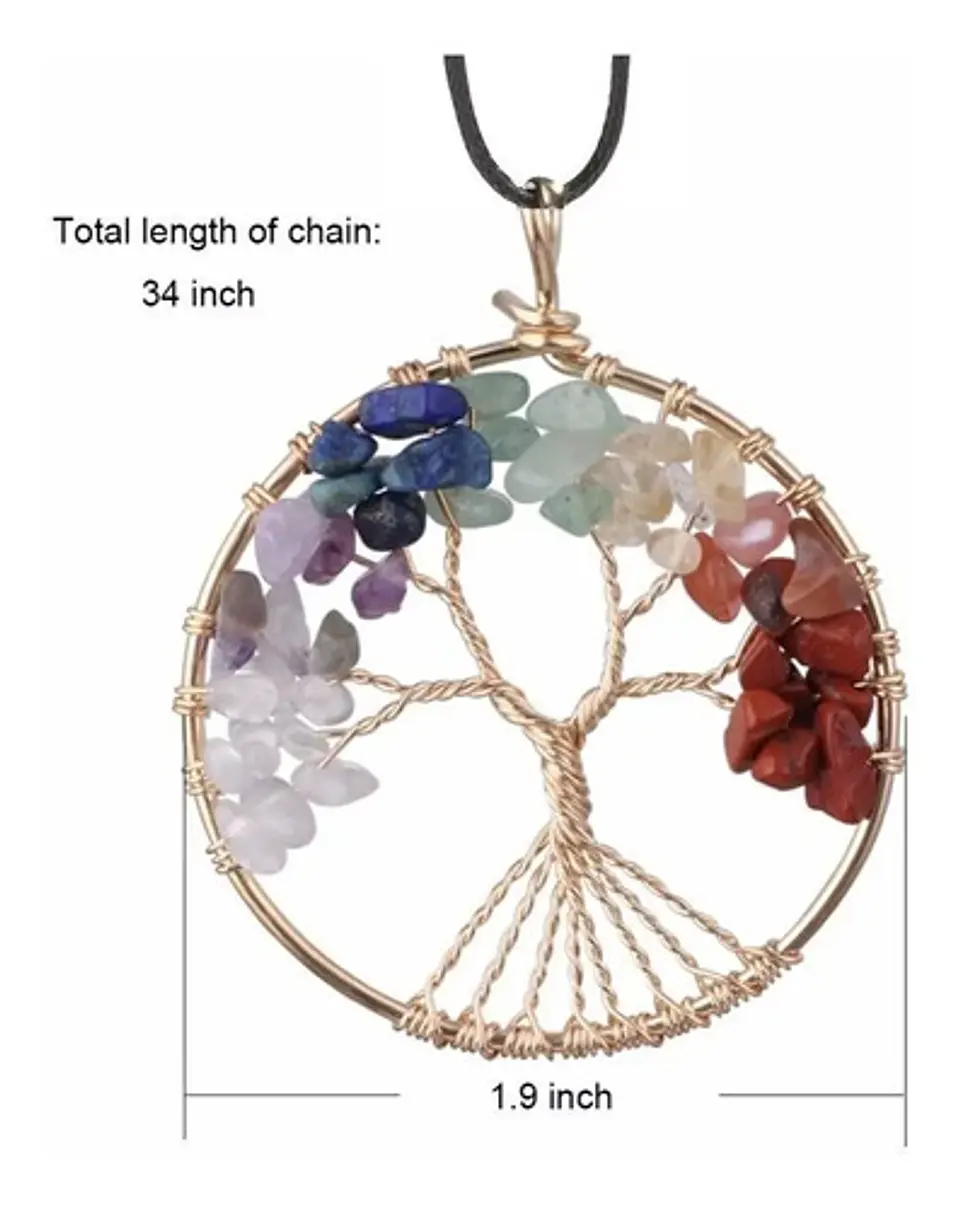 Collar para hombre y mujer dije Árbol De Vida Piedras Naturales Chakras Reiki  6
