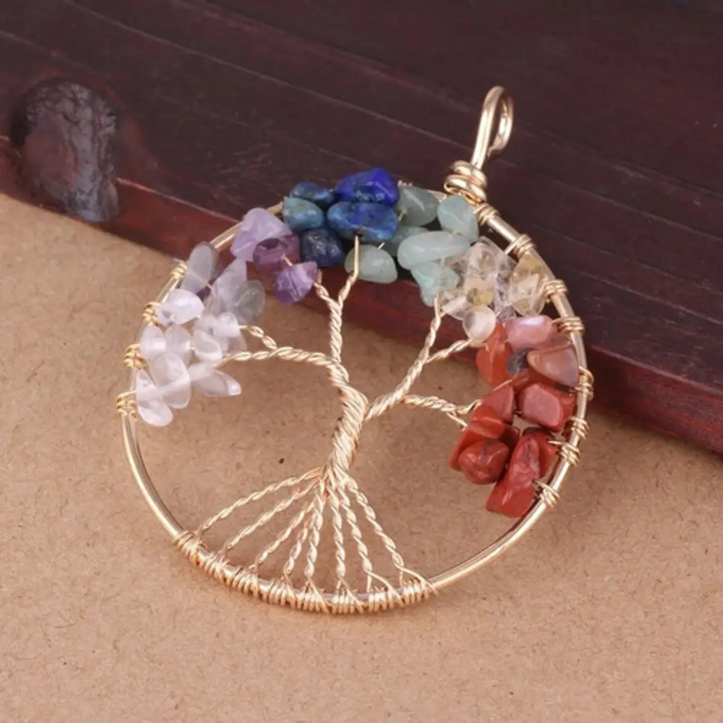Collar para hombre y mujer dije Árbol De Vida Piedras Naturales Chakras Reiki  8