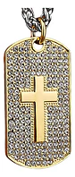 Collar en Acero para hombre dije tag Placa cruz incrustaciones de Cz Militar  - Miniatura 2