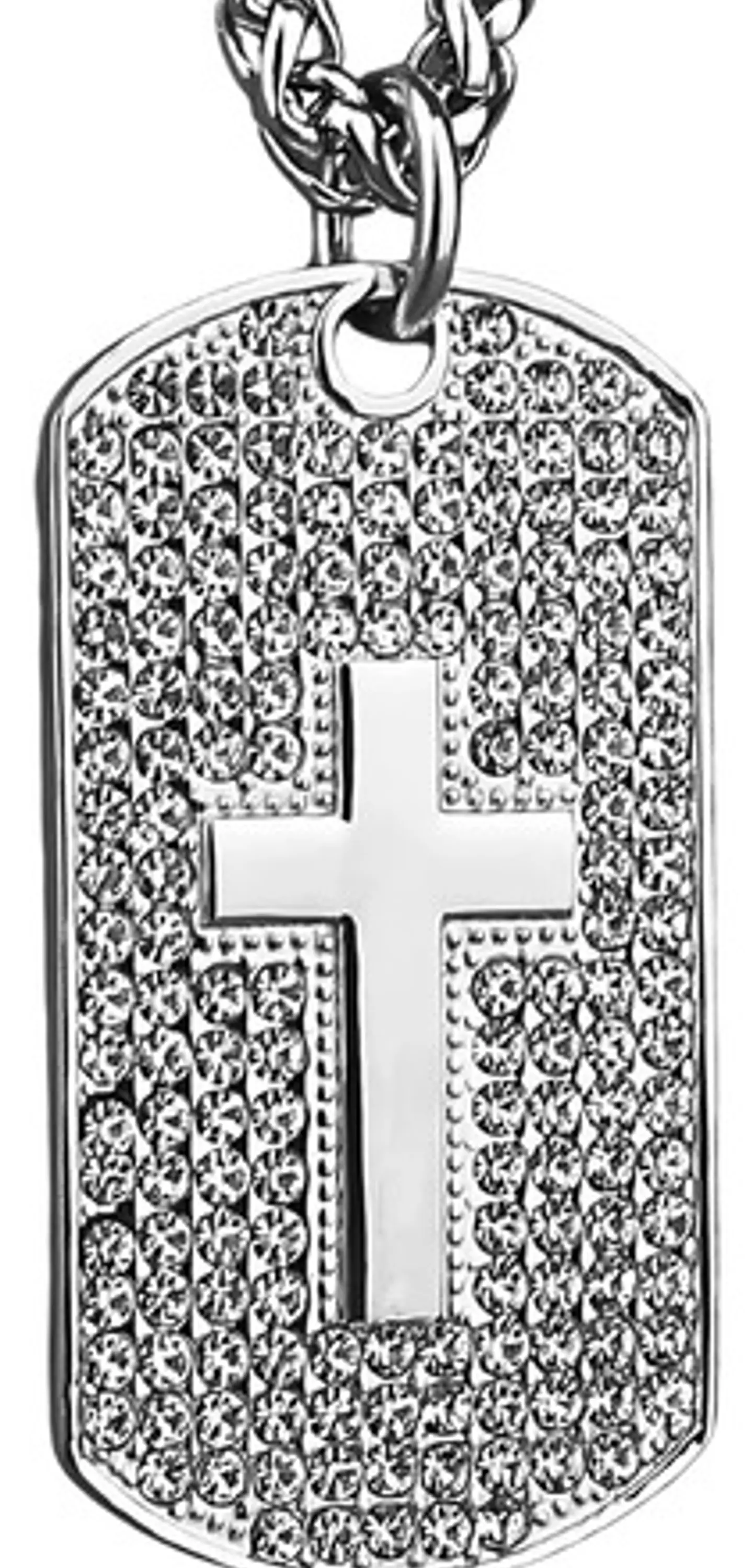 Collar en Acero para hombre dije tag Placa cruz incrustaciones de Cz Militar  8