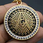 Dije Masónico en acero para hombre dije Circular escuadra con incrustaciones de piedras Cz - Miniatura 3