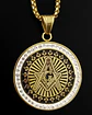 Dije Masónico en acero para hombre dije Circular escuadra con incrustaciones de piedras Cz - Miniatura 9