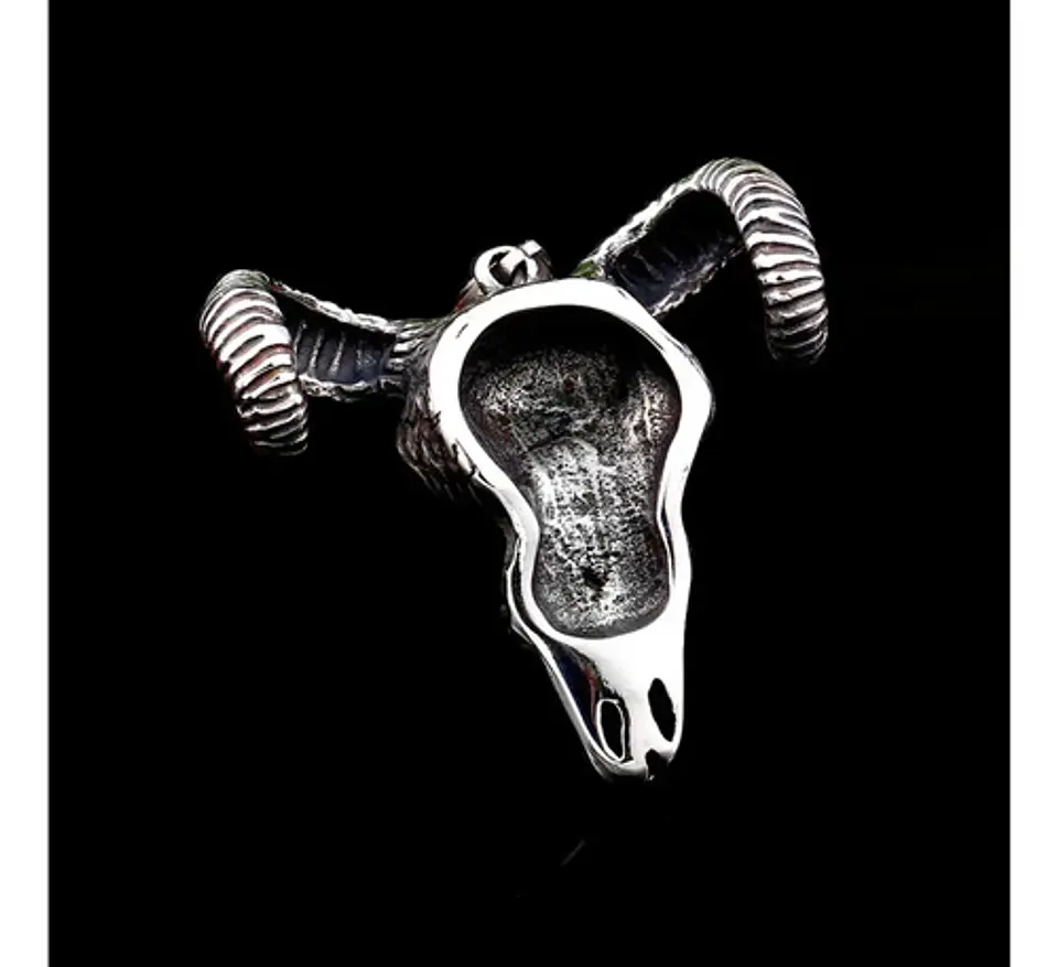 Collar Vikingo en Acero Color Plata para hombre dije goat carnero 6