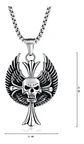 Collar Acero Inoxidable Color Plata Craneo Biker Para Hombre - Miniatura 5