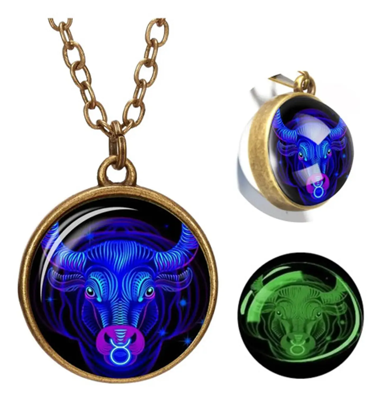 Collar para Hombre Y Mujer Dije Esfera Cristal Signos Zodiacales 1