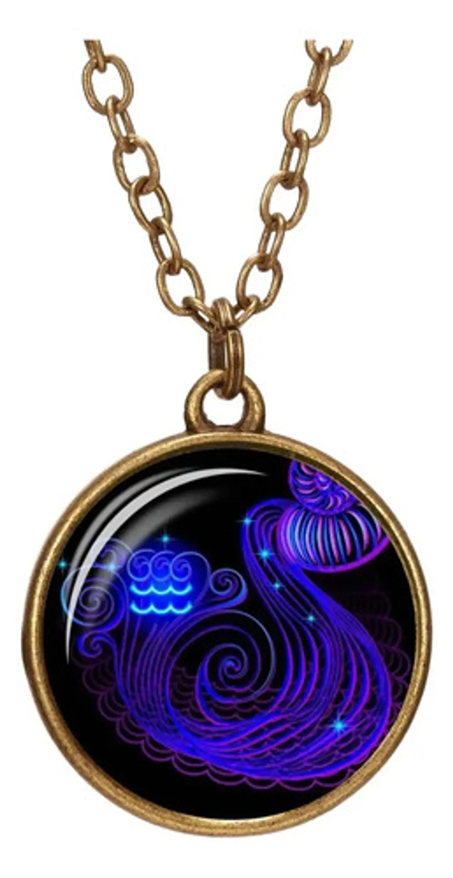 Collar para Hombre Y Mujer Dije Esfera Cristal Signos Zodiacales 34