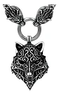 Collar Acero Inoxidable Color Plata Vikingo Lobo Odin Hombre - Miniatura 6
