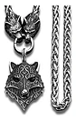 Collar Acero Inoxidable Color Plata Vikingo Lobo Odin Hombre - Miniatura 7