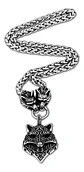 Collar Acero Inoxidable Color Plata Vikingo Lobo Odin Hombre - Miniatura 8