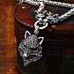 Collar Acero Inoxidable Color Plata Vikingo Lobo Odin Hombre - Miniatura 10