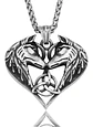 Collar Vikingo en acero para Hombre y mujer dije corazón triqueta Lobos - Miniatura 1