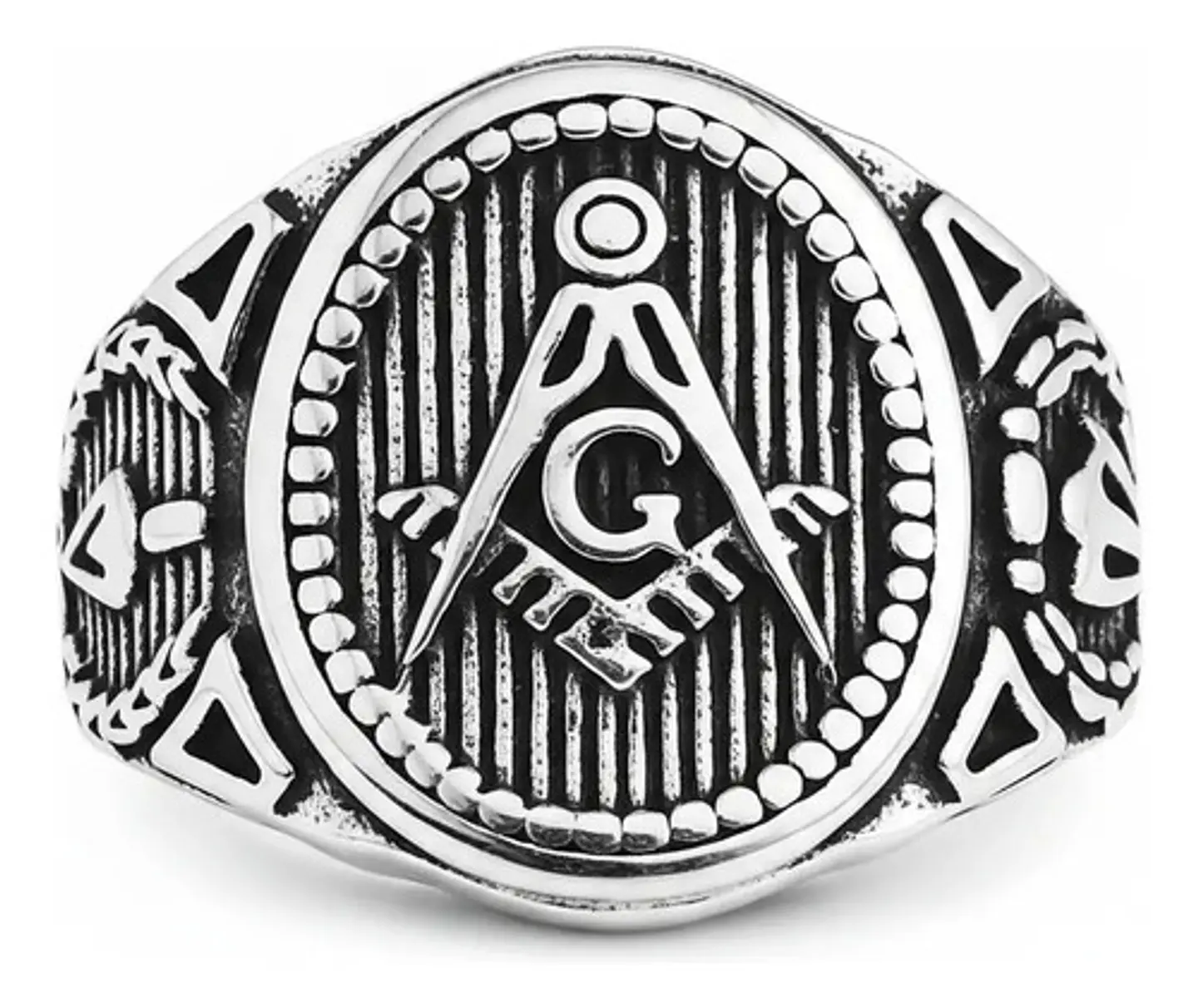 Anillo Masón en Acero para hombre sello escuadra Masonería 2