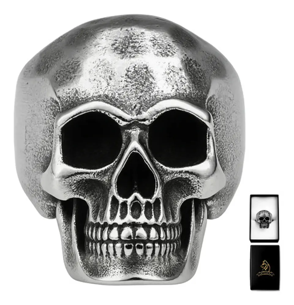 Anillo punk/biker para Hombre en Acero cabeza Calavera Craneo 1
