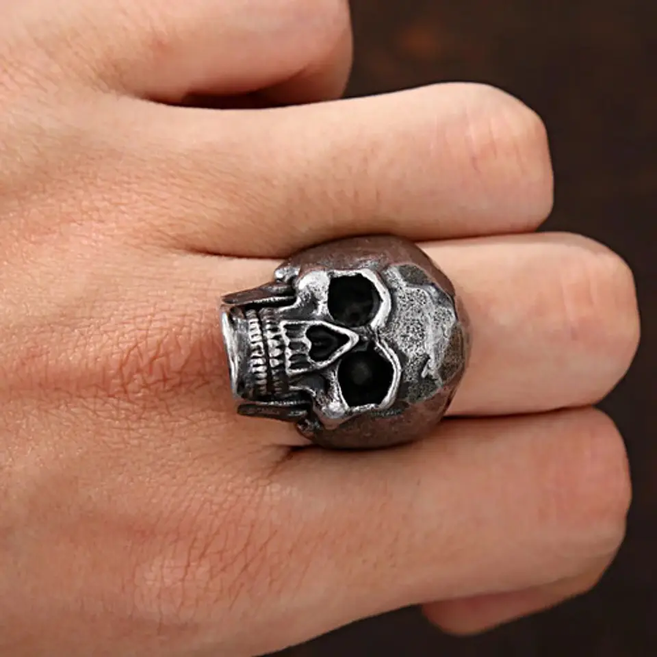 Anillo punk/biker para Hombre en Acero cabeza Calavera Craneo 3