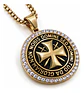 Collar En Acero Dorado Para Hombres Dije Templario Caballero - Miniatura 1