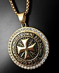 Collar En Acero Dorado Para Hombres Dije Templario Caballero - Miniatura 4