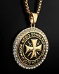 Collar En Acero Dorado Para Hombres Dije Templario Caballero - Miniatura 9