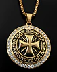 Collar En Acero Dorado Para Hombres Dije Templario Caballero - Miniatura 10