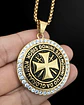 Collar En Acero Dorado Para Hombres Dije Templario Caballero - Miniatura 11