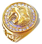 Anillo Hip Hop dorado en Acero Para Hombres con incrustaciones de piedras Cz León - Miniatura 1