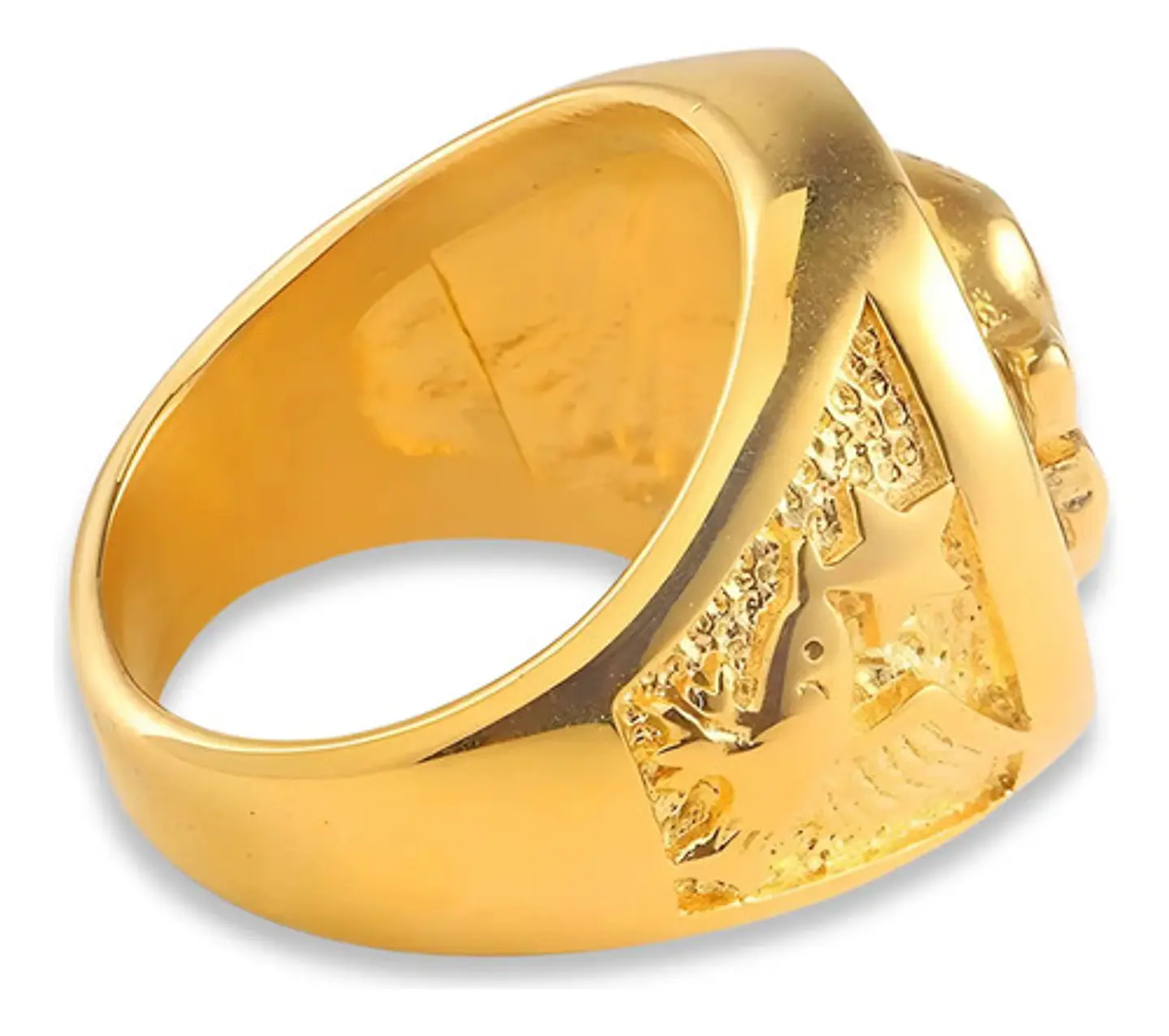 Anillo Hip Hop dorado en Acero Para Hombres con incrustaciones de piedras Cz León 6