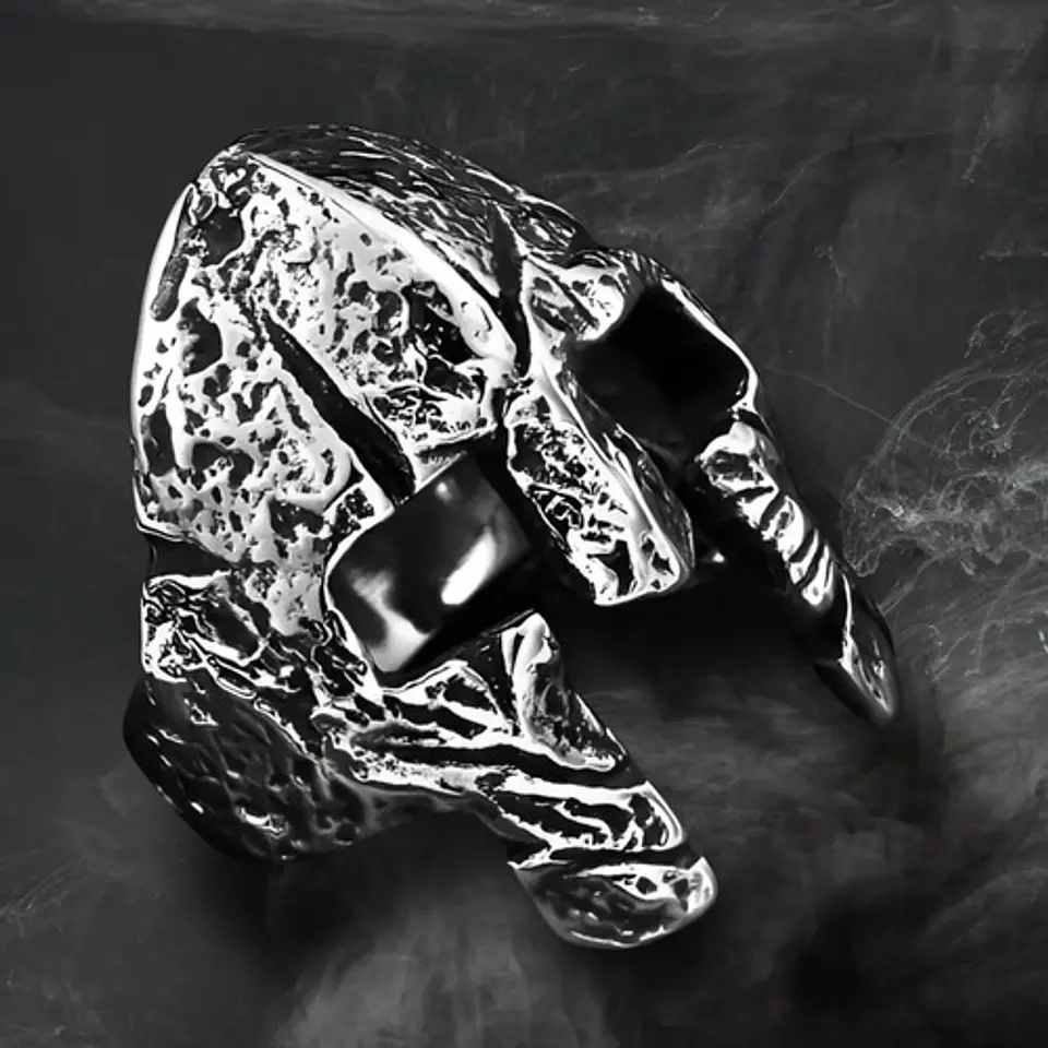 Anillo Acero Inoxidable Color Plata Gladiador Casco Hombre 3
