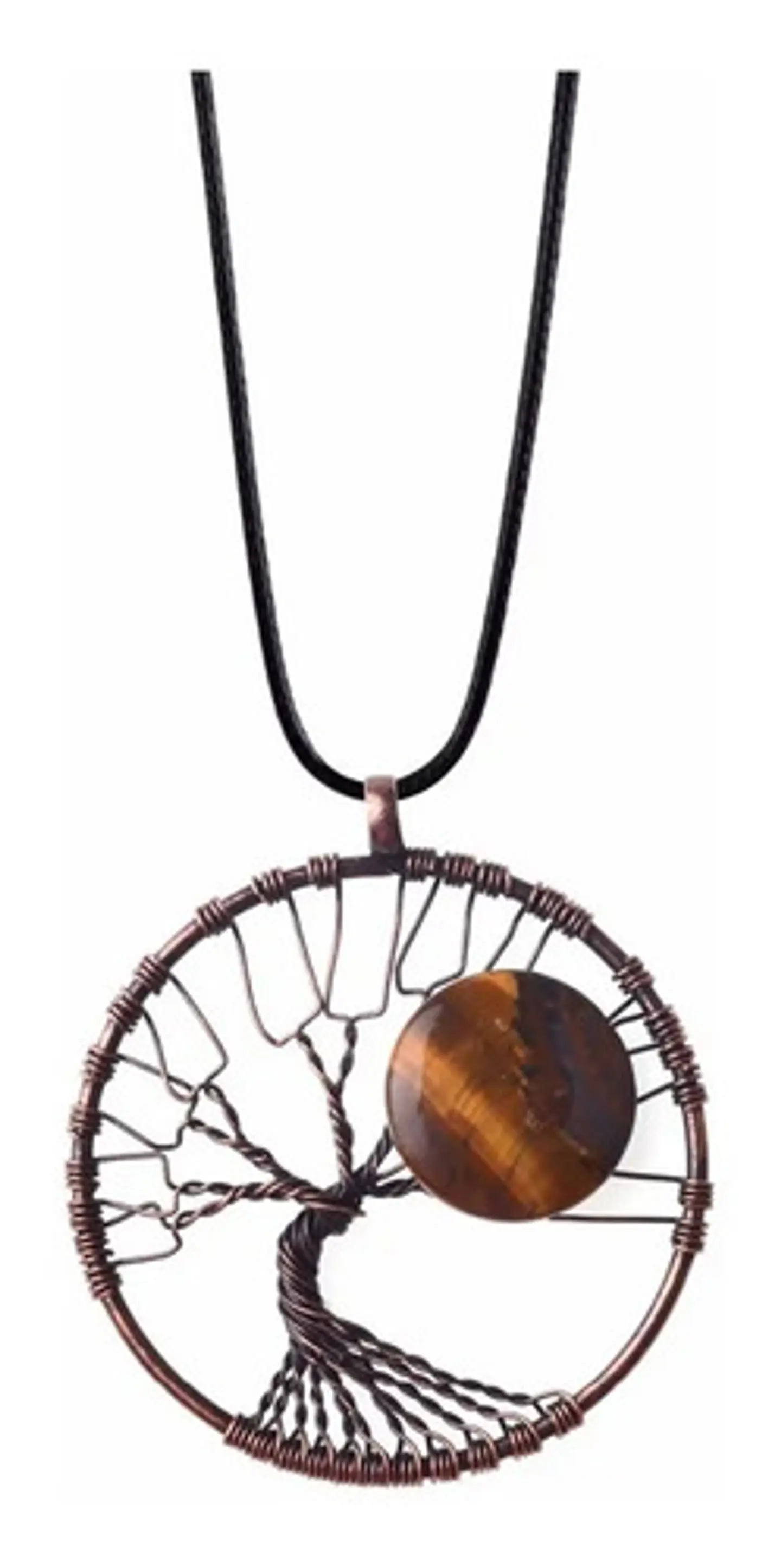 Collar Piedras Naturales Árbol De La Vida Tigre Hombre Mujer 1