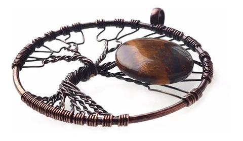 Collar Piedras Naturales Árbol De La Vida Tigre Hombre Mujer