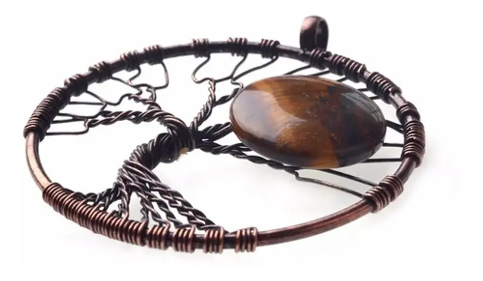 Collar Piedras Naturales Árbol De La Vida Tigre Hombre Mujer 2