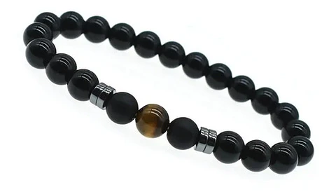 Pulsera Piedras Naturales Hematita Ojo De Tigre Hombre Mujer