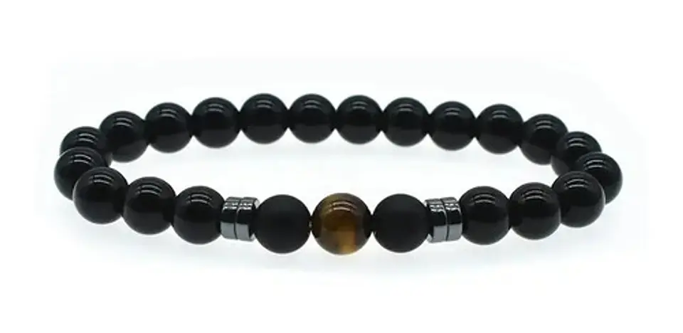Pulsera Piedras Naturales Hematita Ojo De Tigre Hombre Mujer 3