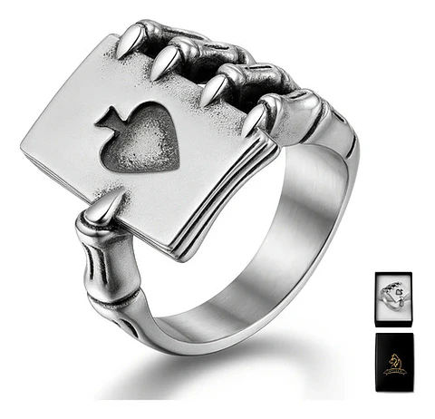 Anillo Acero Inoxidable Mano Craneo Biker As Corazón Hombre