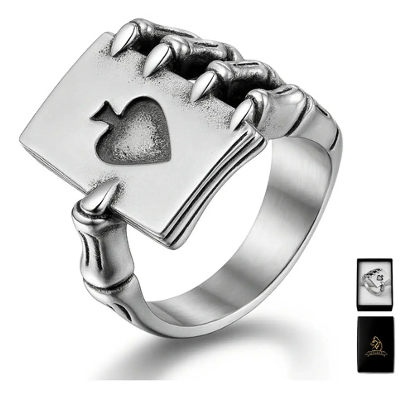 Anillo Acero Inoxidable Mano Craneo Biker As Corazón Hombre 1